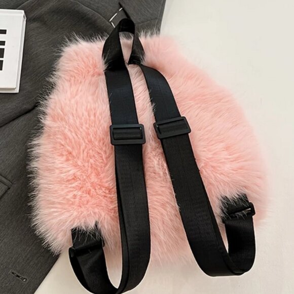 NEW Pink Faux Fur BackPack   SMALL - Picture 6 of 9